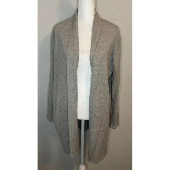 H Halston Lace Panel Long Sleeve Detail Cardigan Heather Gray Women’s XS - Picture 4 of 9
